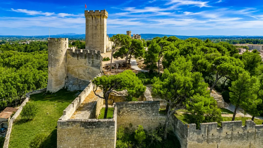Remparts et château de Beaucaire vus depuis les hauteurs