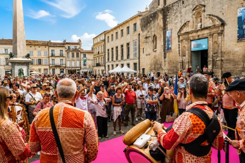 Animation culturelle et festivités dans le centre historique d'Arles en Provence
