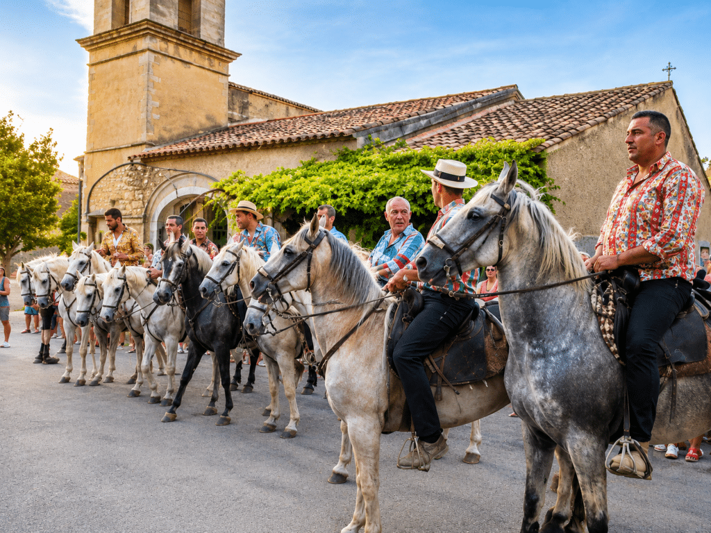 Traditions provençales et chevaux à Saint-Étienne-du-Grès dans les Alpilles