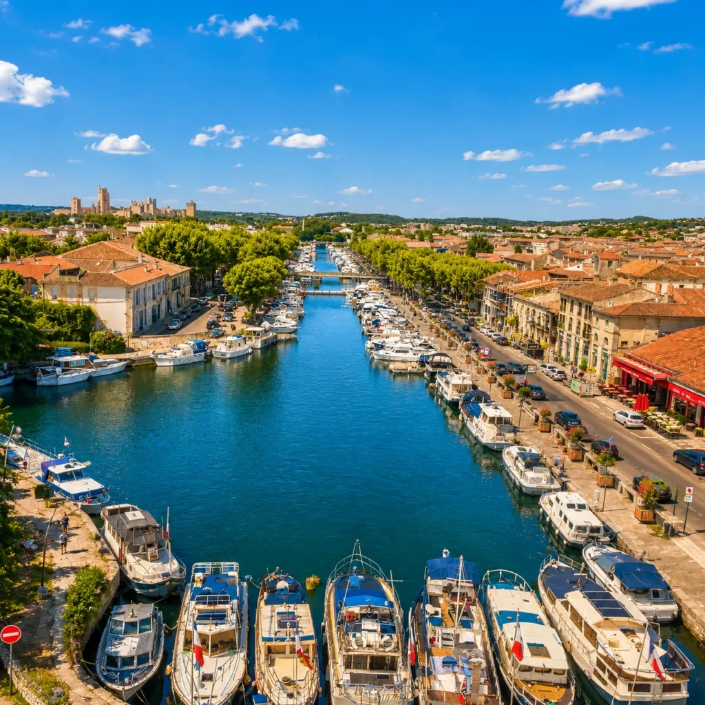Port de plaisance de Beaucaire et quais du Rhône dans le Gard