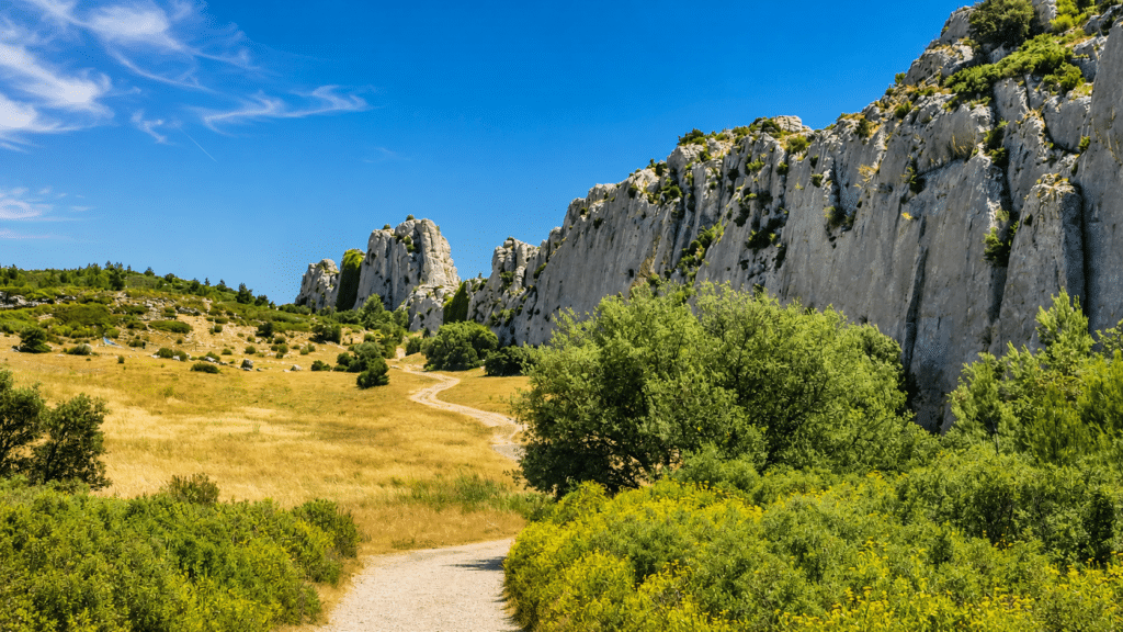 Sentier de randonnée dans les Alpilles près de Mouriès