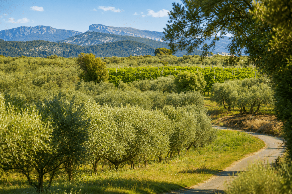 Oliveraies et paysages des Alpilles autour de Mouriès